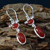 Hua Red Dangle Earrings with Gemstone Accent